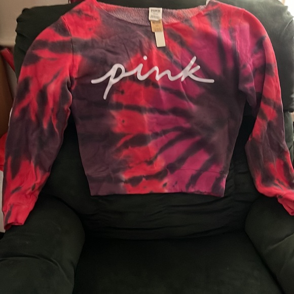PINK brand tie dye crop off shoulder sweatshirt, new with tags! - Picture 4 of 5